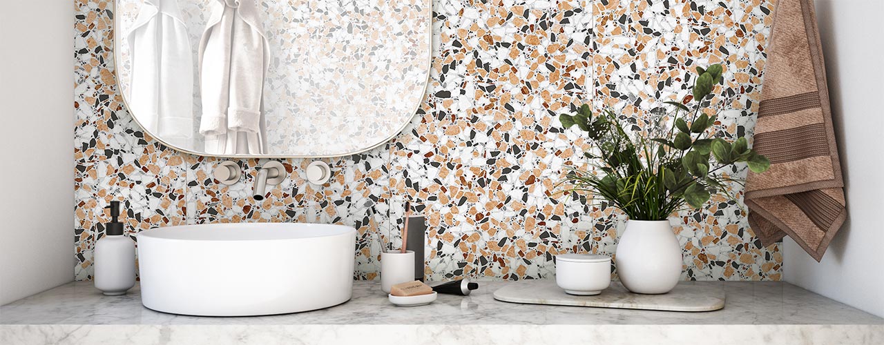 Terrazzo Look Bathroom Splashback